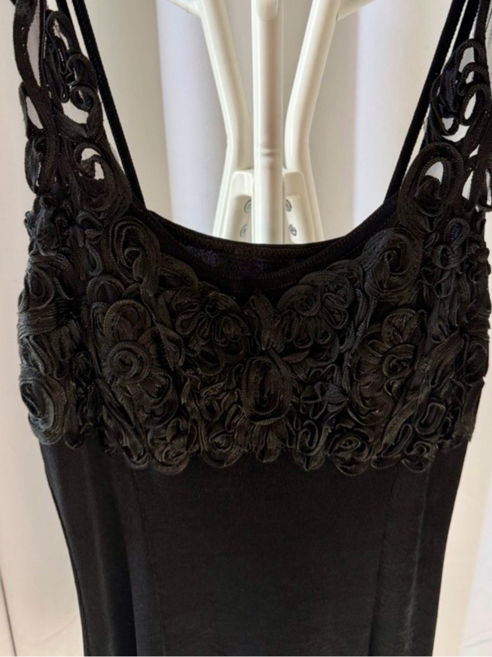 Black Embroidered Floral Tank Dress
